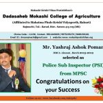 Selection of Mr. Yashraj Ashok Ponam as PSI from MPSC